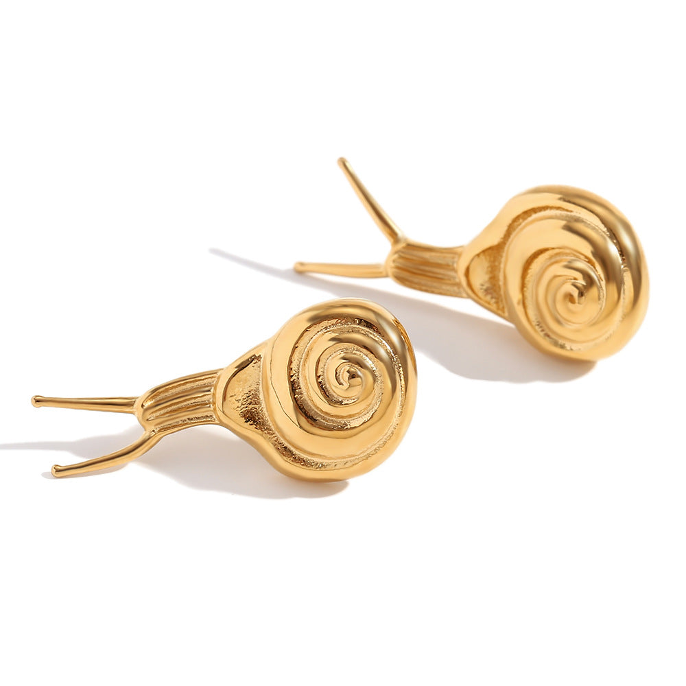 Fashionable Minimalist Snail-Shaped Stainless Steel Earrings with 18K Gold Plating for Women