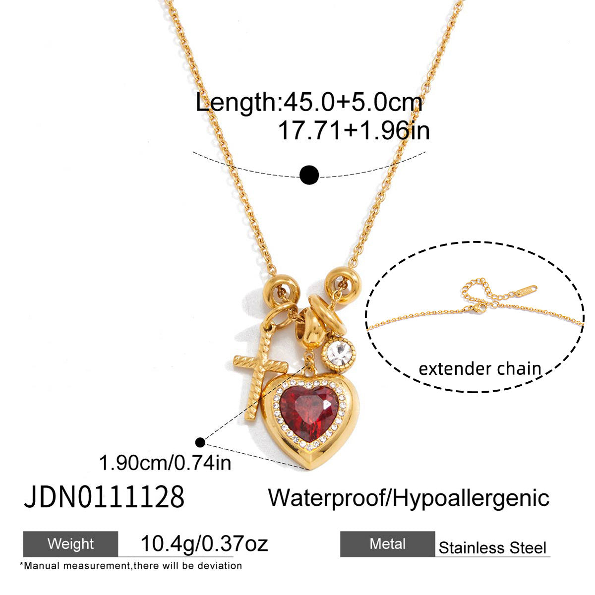 Collana da donna in acciaio inossidabile a forma di cuore, minimalista, con placcatura in oro PVD