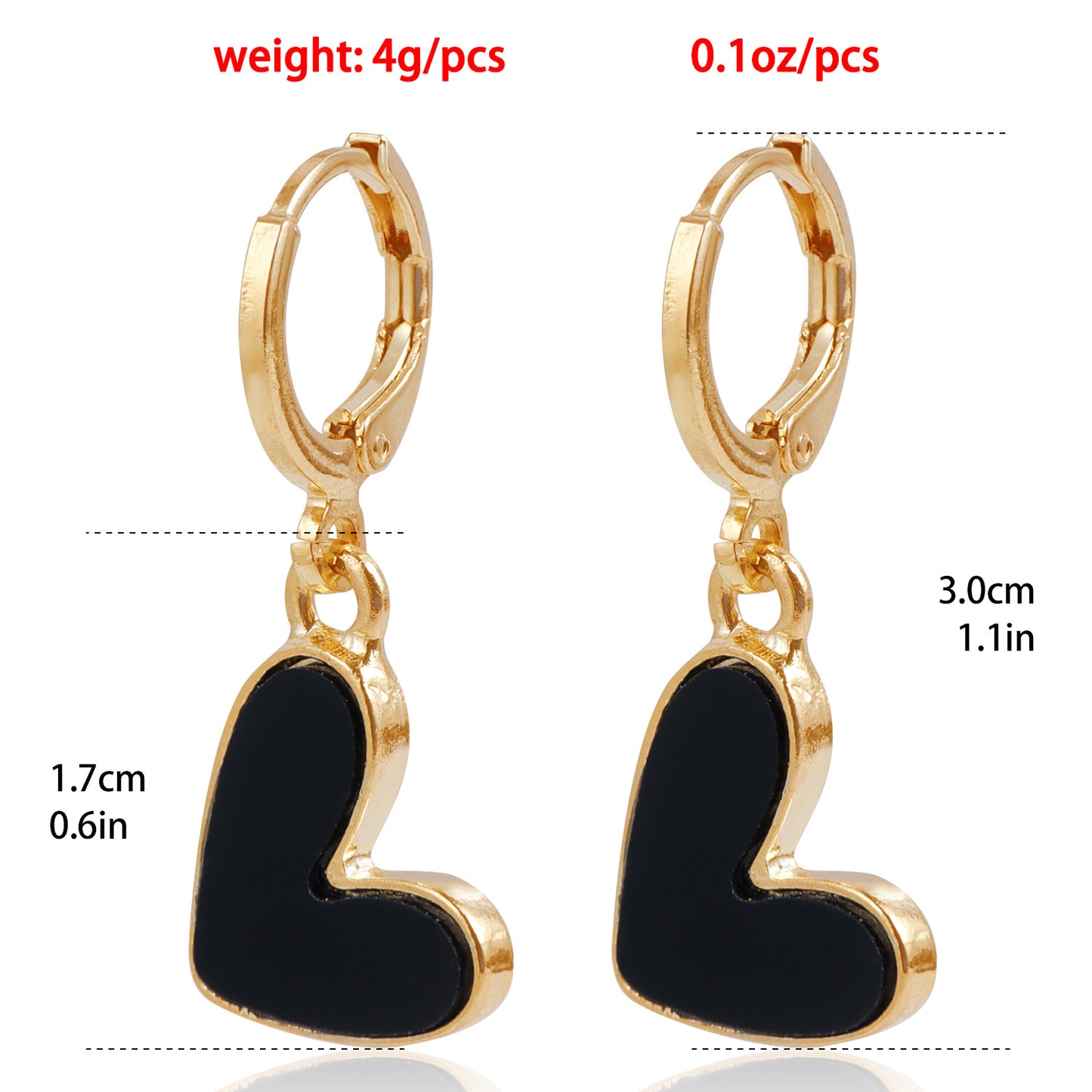 Vintage French Style Minimalist Gold-Plated Alloy Heart-Shaped Earrings for Women with Mother-of-Pearl Effect