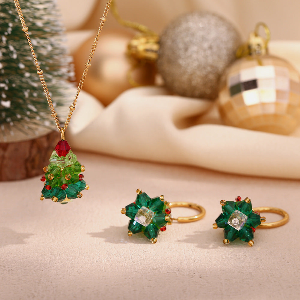 Collana con ciondolo albero di Natale in acciaio inossidabile placcato oro 18K geometrico minimalista da donna