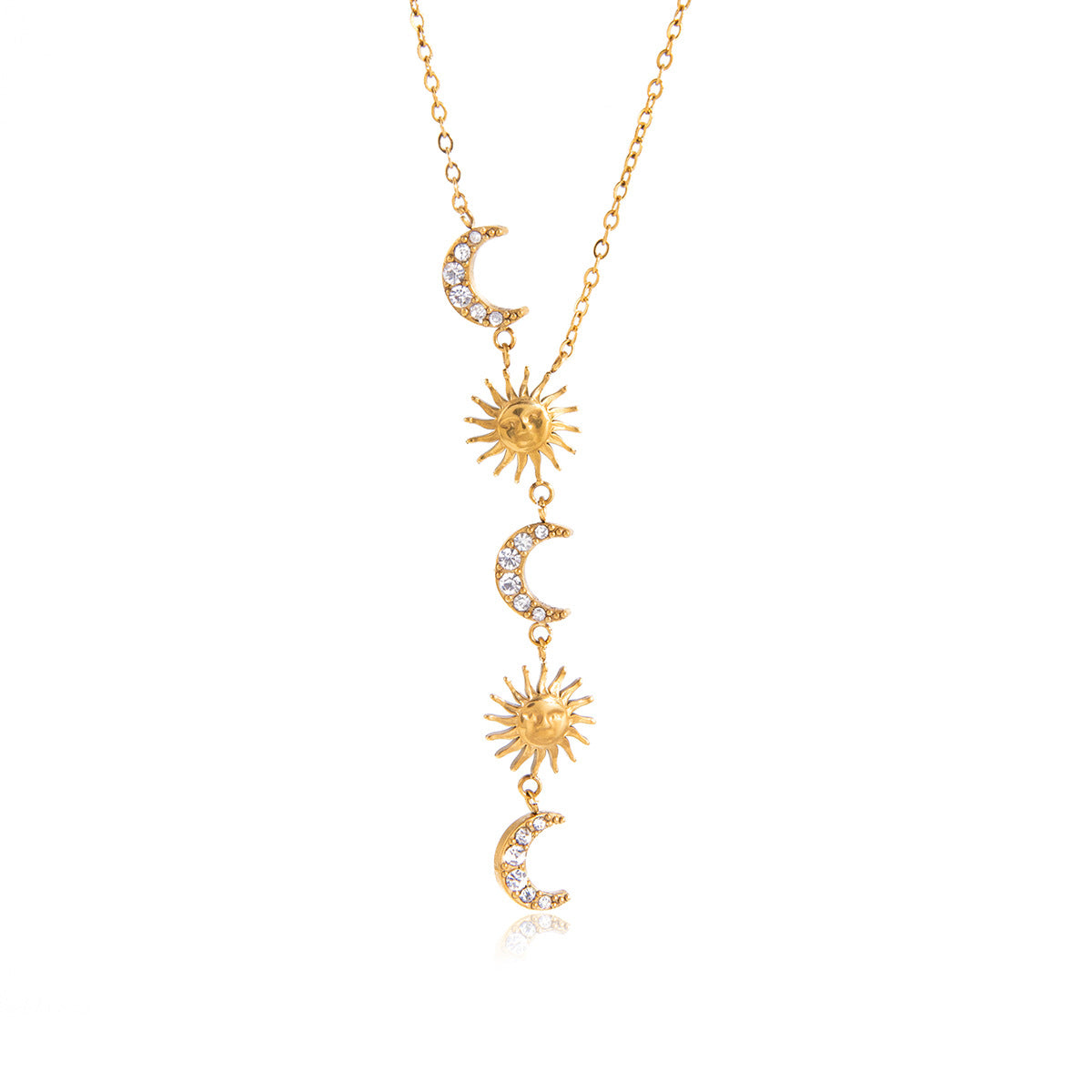 Geometric Stainless Steel PVD Plated Y-Chain Necklace for Women