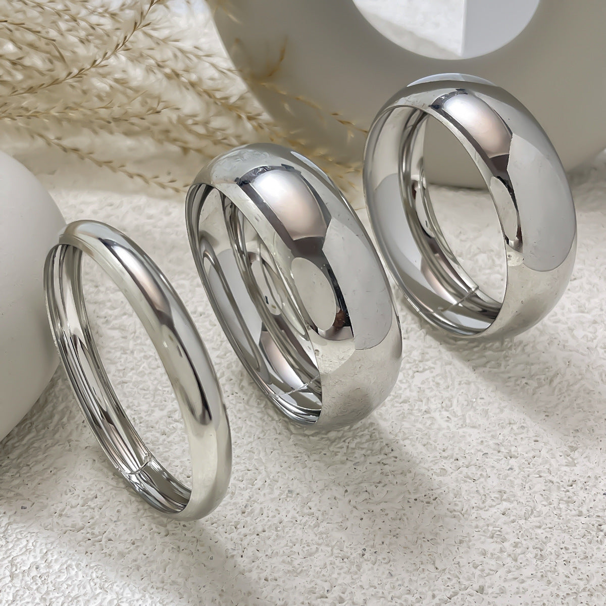 Stackable Round Plated Iron Bracelet Set
