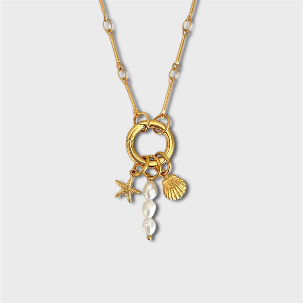Vintage Minimalist Geometric Heart 18K Gold Plated Titanium Steel DIY Charm Bar Necklace