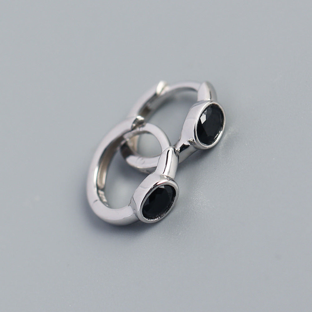 Minimalist 925 Sterling Silver Oval Geometric Cubic Zirconia Inlay Hoop Earrings for Women