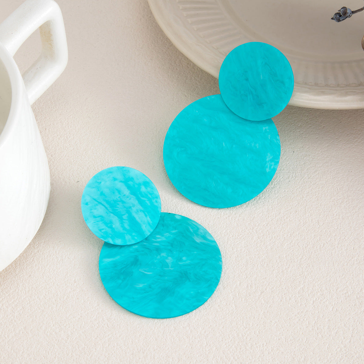 Vintage Luxury Gradient Round Geometric Acrylic Plated Earrings for Women