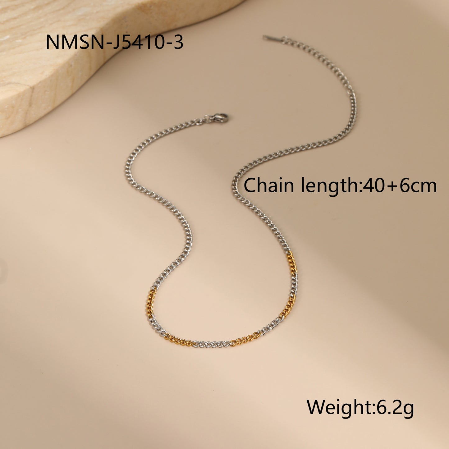 Collana geometrica alla moda in acciaio inossidabile con finitura placcata per donna