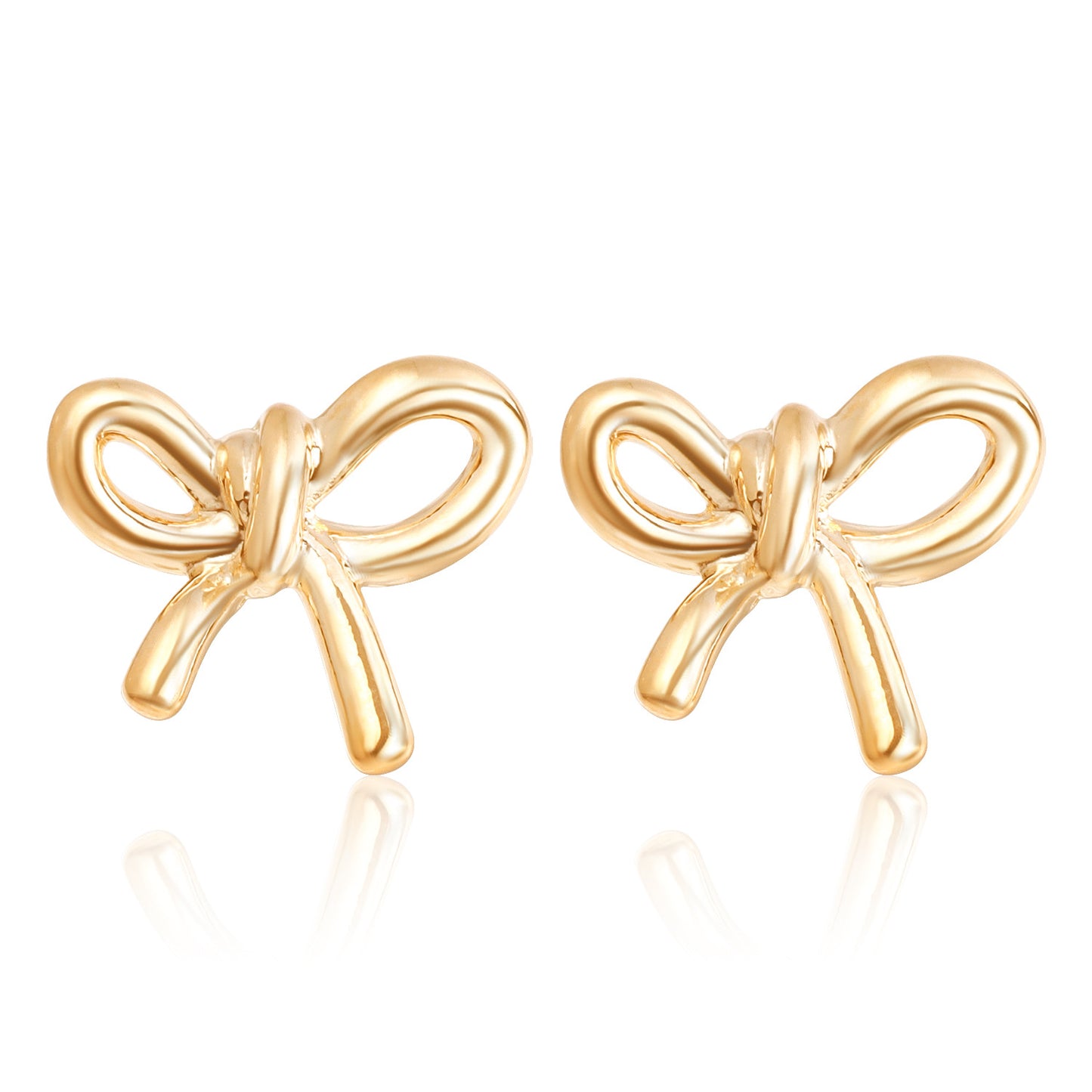 Fashionable Hollow Bow-Shaped Metal Ear Studs for Women with Plated Finish