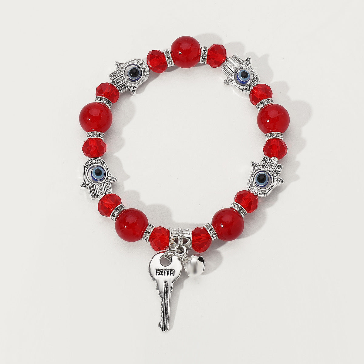 Pulsera étnica hecha a mano con forma de llave geométrica para mujer con cristal artificial y detalles de piedra natural