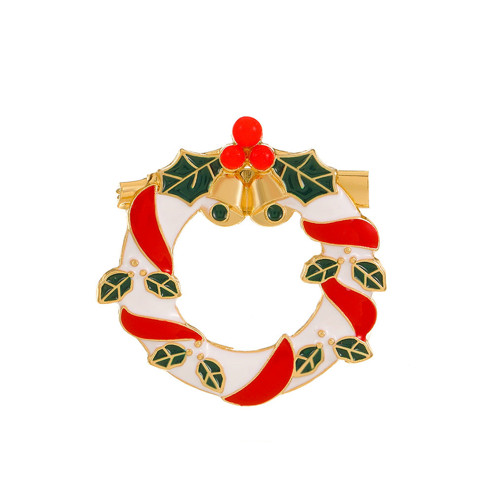 Christmas Pin with Enamel Snowman and Bell Design Alloy Brooch for Unisex Holiday Decoration