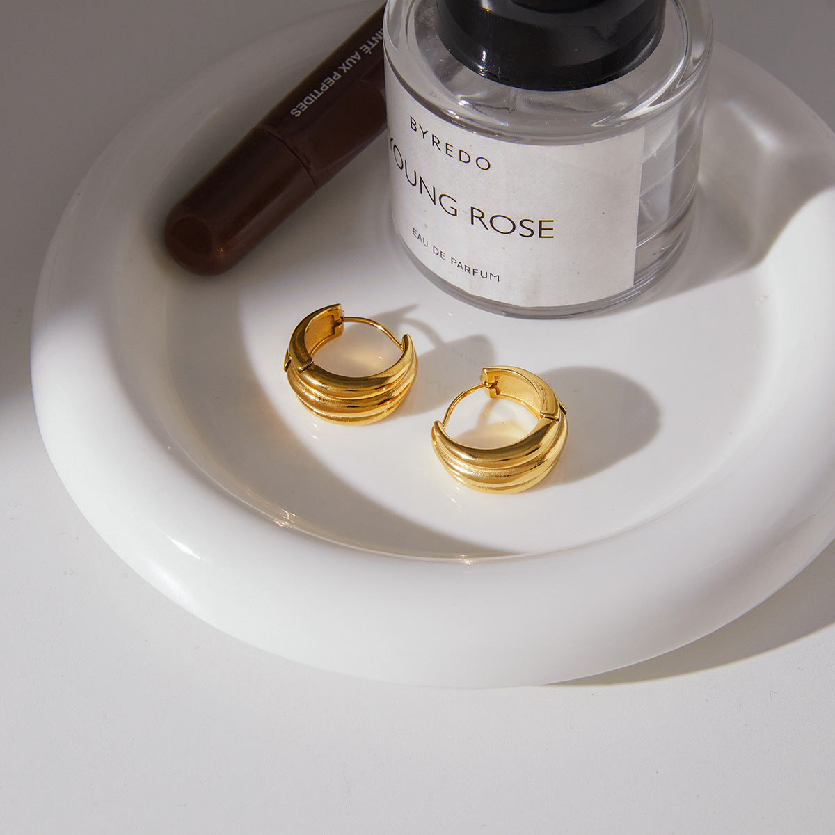 Orecchini a Cerchio da Donna Minimalisti Ed Eleganti Placcati Oro Rotondi Geometrici in Acciaio Inossidabile