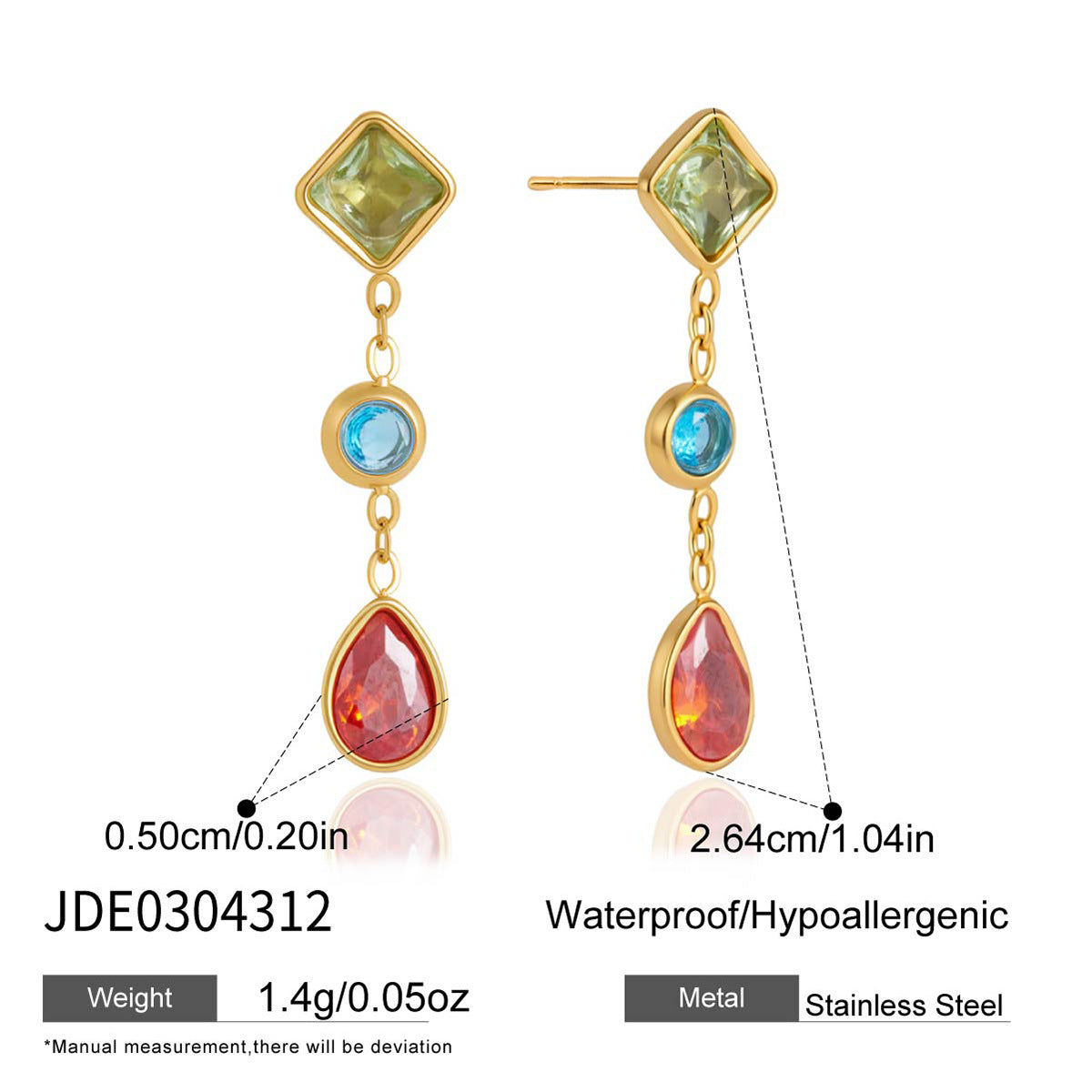 Elegant Geometric Stainless Steel Plated Cubic Zirconia Tassel Earrings for Women