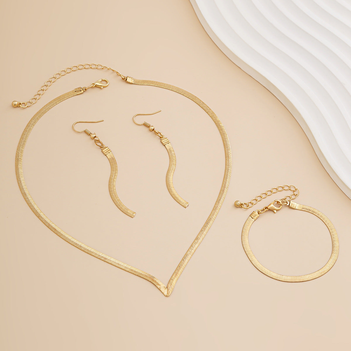 Minimalist Geometric Brass Plated Snake Chain Necklace for Women