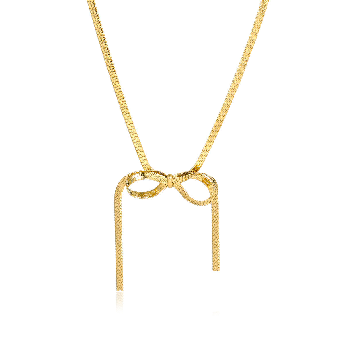 Collar minimalista de acero inoxidable con forma de lazo para mujer con acabado galvanizado
