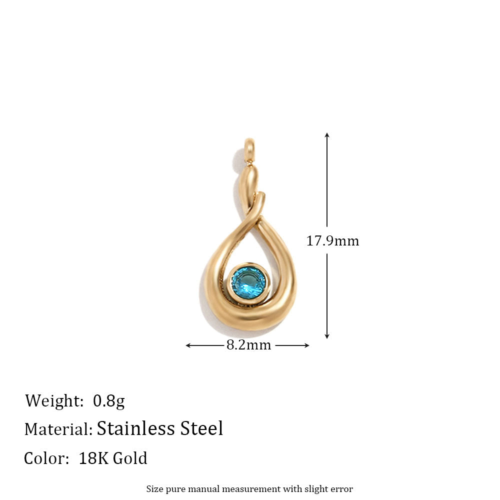 Ciondolo a forma di lacrima d'angelo in stile OL alla moda in acciaio inossidabile placcato oro 18K con intarsio di zirconi