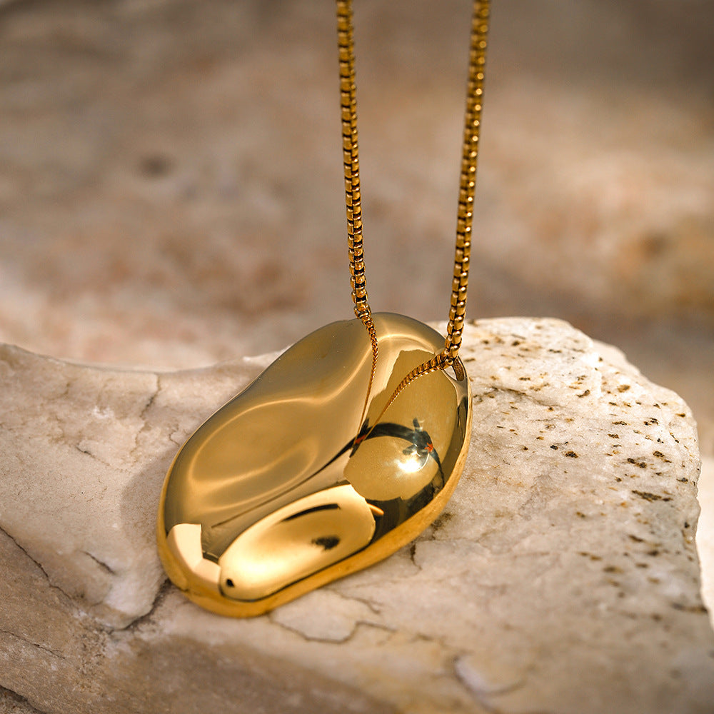 Minimalist 18K Gold Plated Irregular Hammered Stainless Steel Snake Chain Necklace