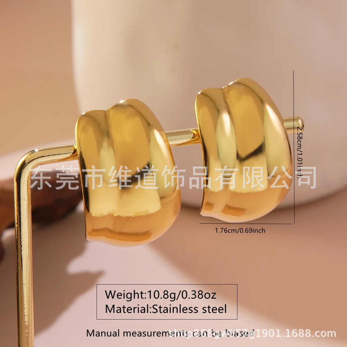 Sweet Streetwear Hammered Stainless Steel Floral Leaf Geometric Earrings for Women