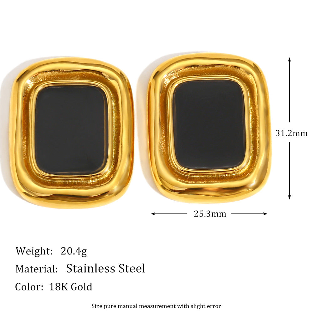 Fashionable Floral Frame Circle Pearl Stud Earrings for Women in Stainless Steel with 18K Gold Plating