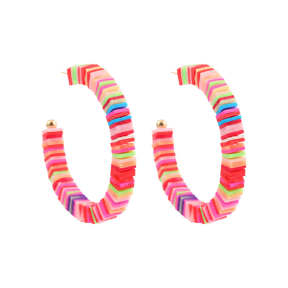 Orecchini Bohemian Geometrici Rotondi in Resina Fatti a Mano Colorati a Cerchio Unisex