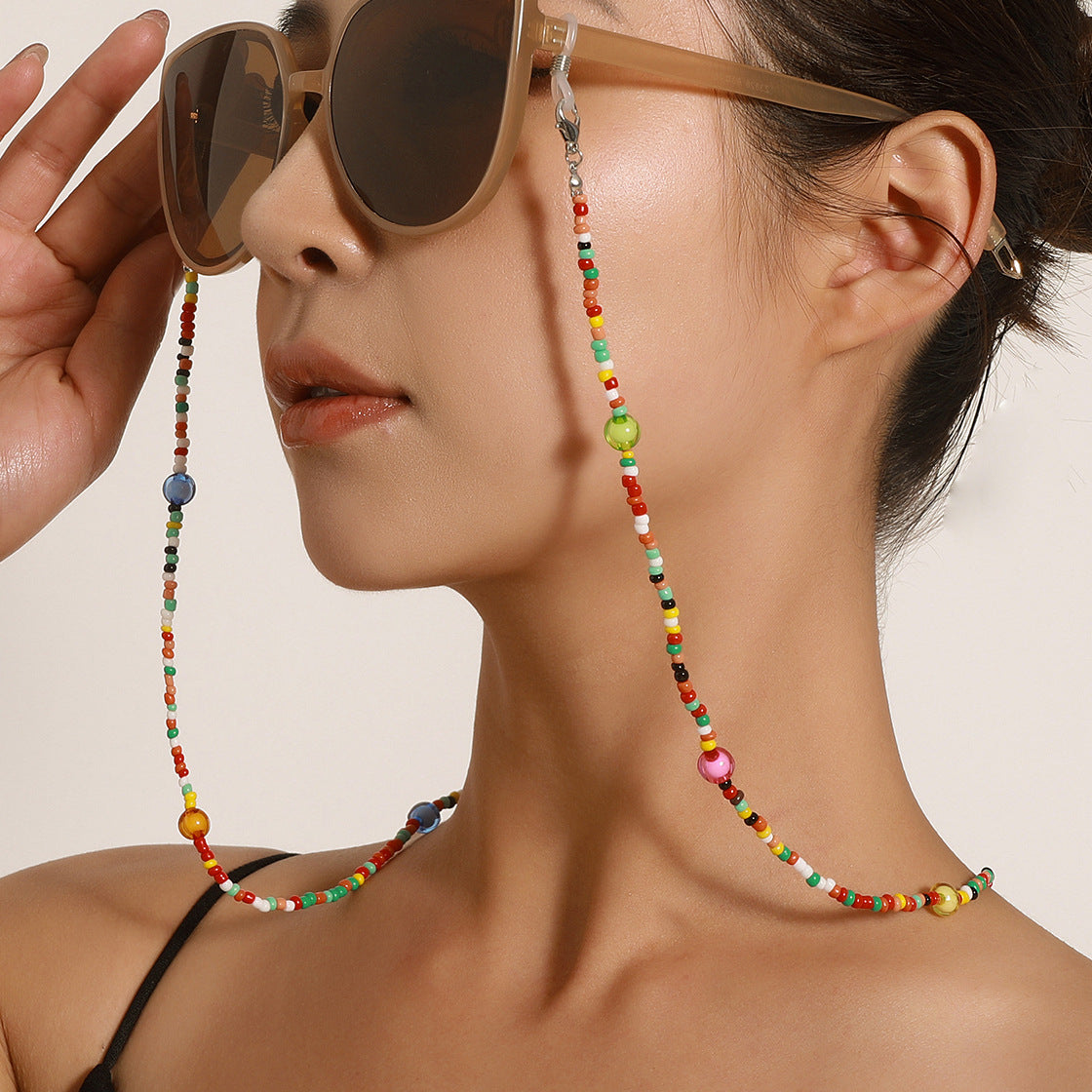 Minimalist Colorful Acrylic Round Bead Eyewear Chain for Women