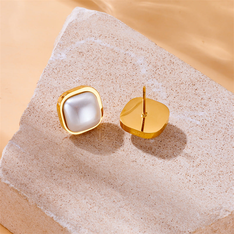 Vintage Minimalist Business Casual Plated Stainless Steel Geometric Earrings