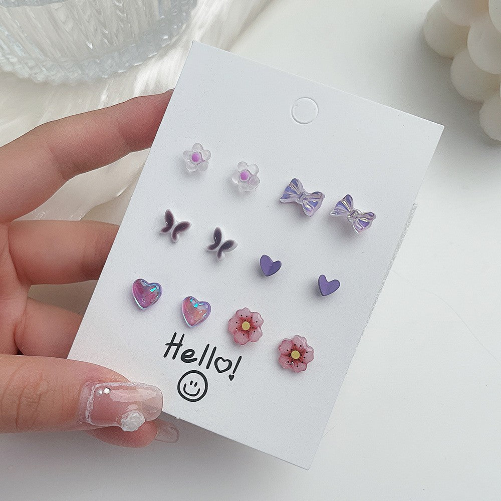 Sweet Ceramic Fruit Heart Butterfly Stud Earrings with Stainless Steel Posts