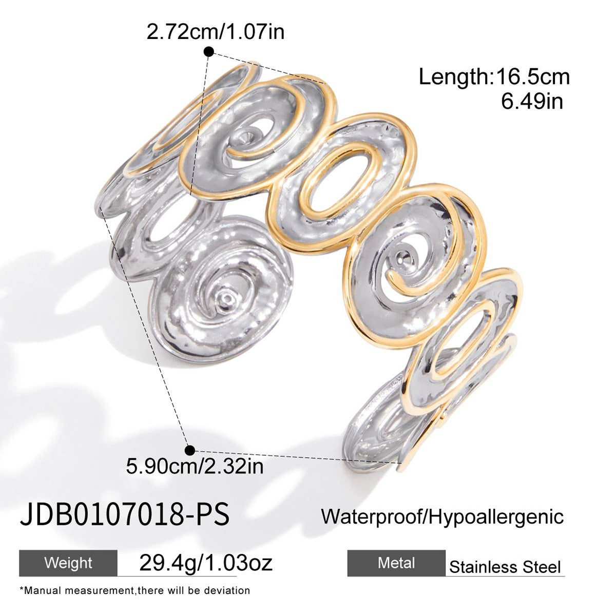 Pulsera de aro abierta minimalista geométrica de acero titanio con circonitas para mujer