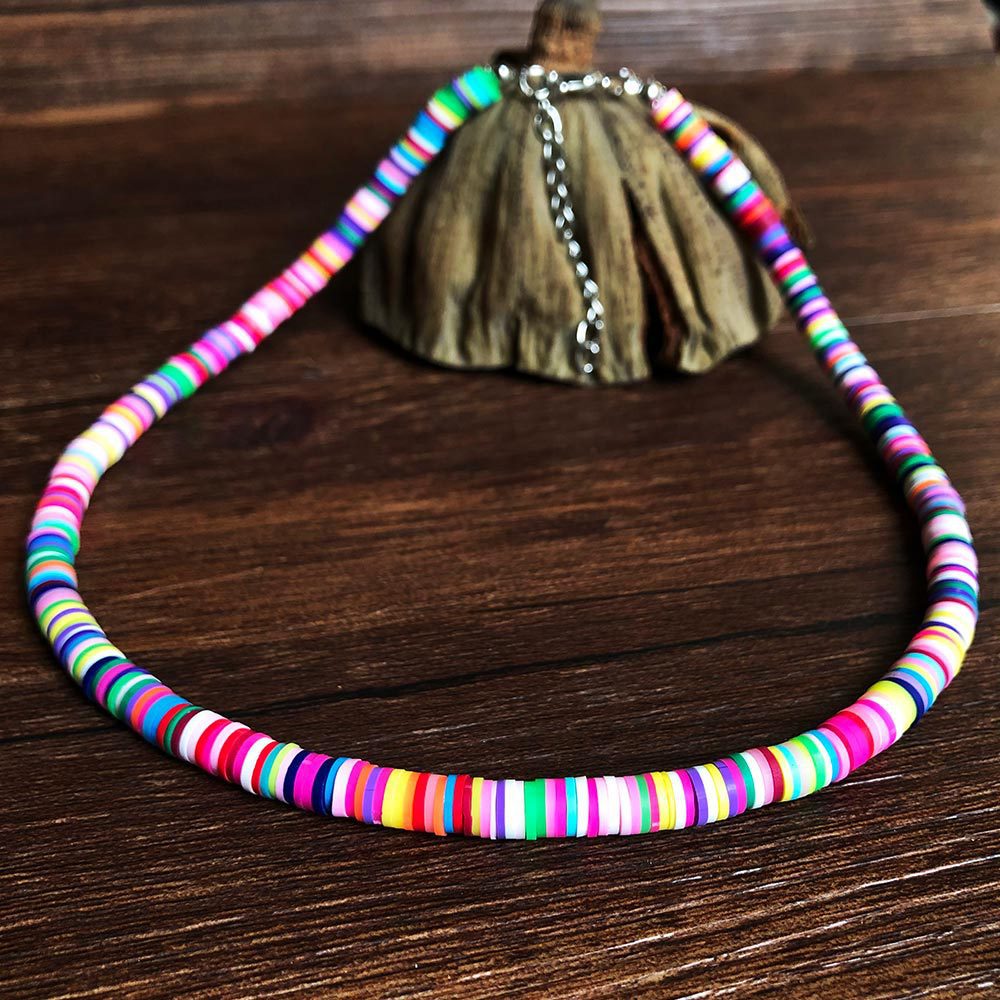 Casual Geometric Resin Beaded Ball Chain Necklace Unisex