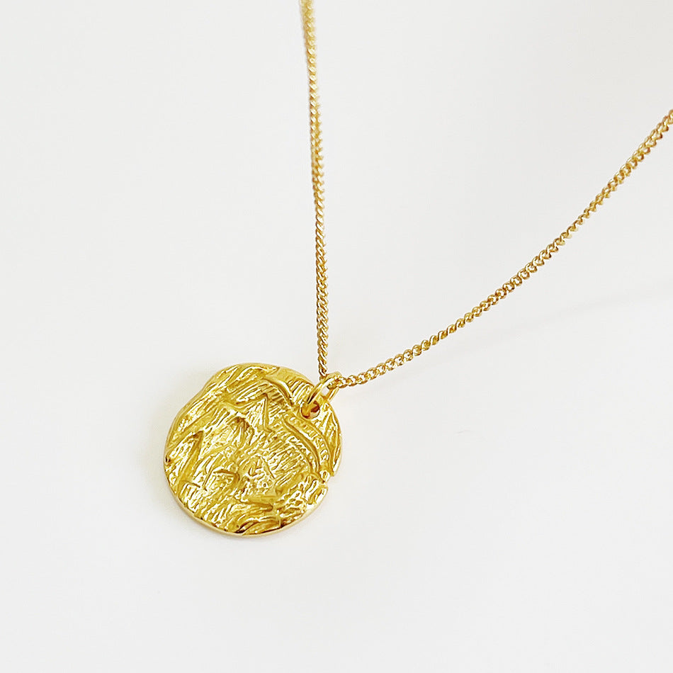 Collana a catena con ciondolo astratto geometrico minimalista in argento sterling 925 e finitura placcata oro 18K