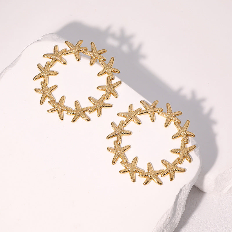 Minimalist Star-Shaped Titanium Steel Stud Earrings for Women with Electroplated Finish, Hypoallergenic and Fade-Resistant Fashion Jewelry