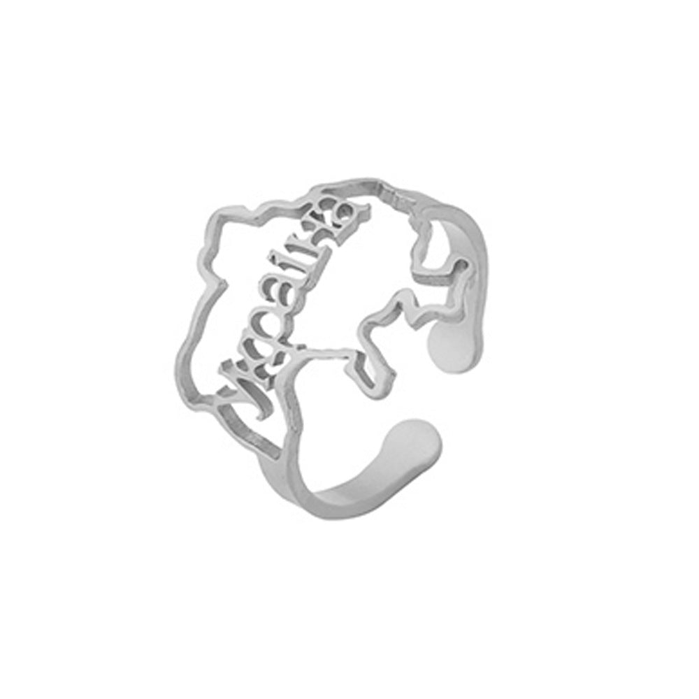 Anello da donna alla moda placcato oro in acciaio inossidabile con cuore aperto e design geometrico