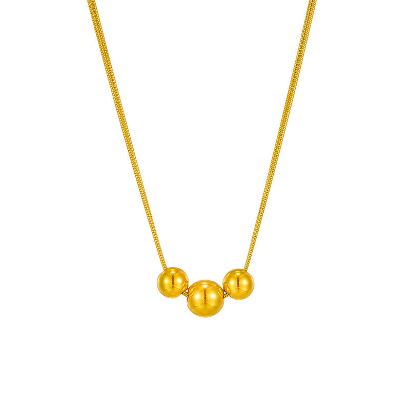 Collar minimalista de acero de titanio con cuentas redondas irregulares y acabado chapado para mujer