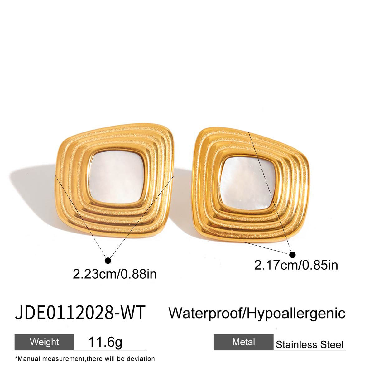 Minimalist Geometric Square Stainless Steel Plated Earrings for Women