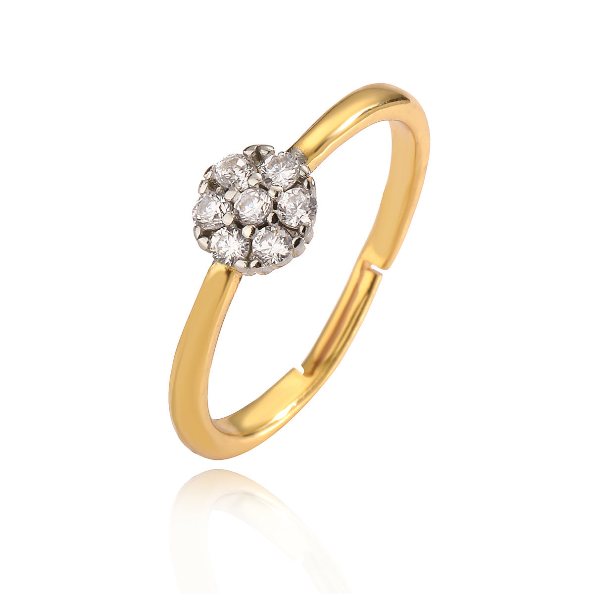 Minimalist Geometric Open Ring for Women Made of Brass with Real Gold Plating and Zircon Inlay