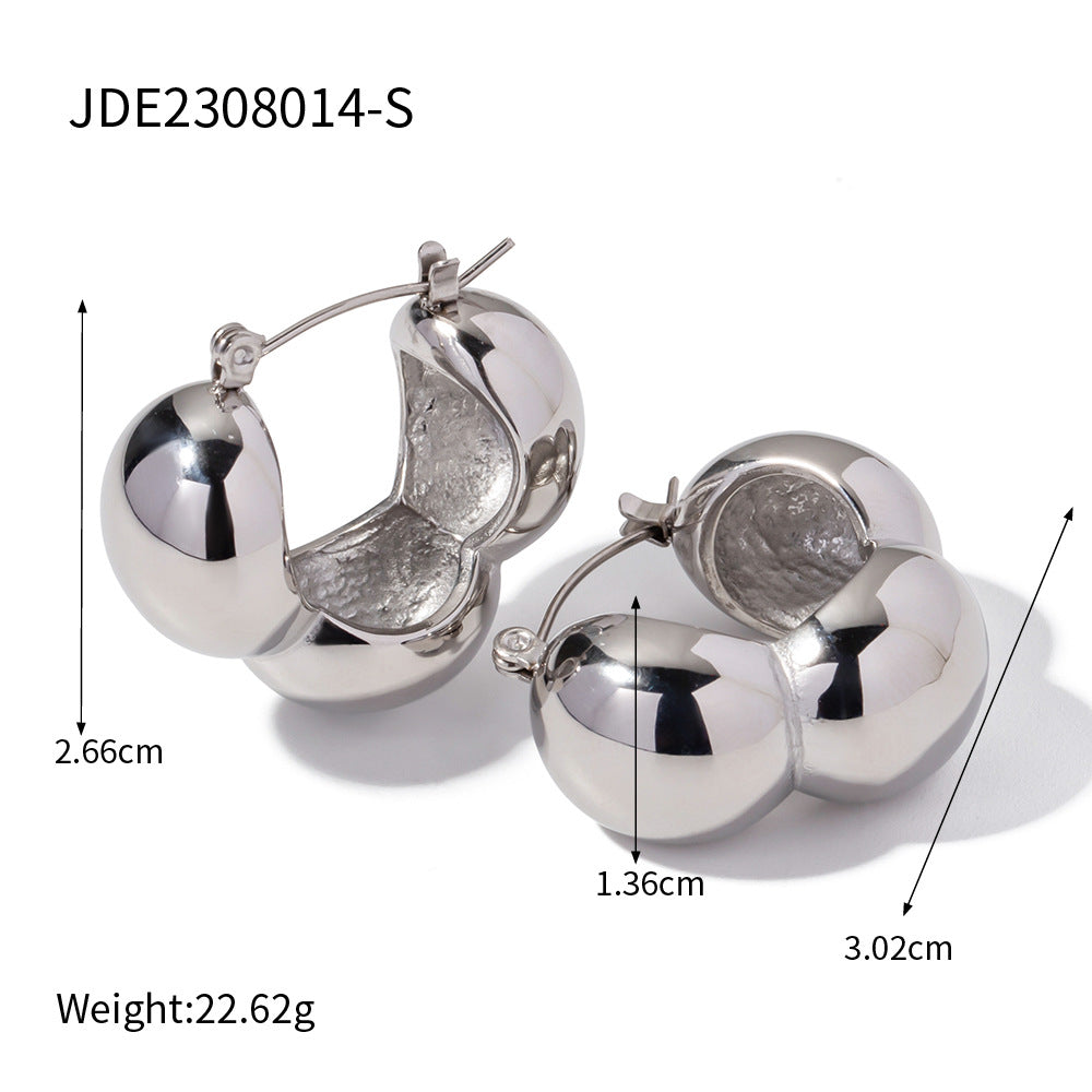 Minimalist 18K Gold Plated Stainless Steel Geometric Three-Half-Sphere Earrings for Women