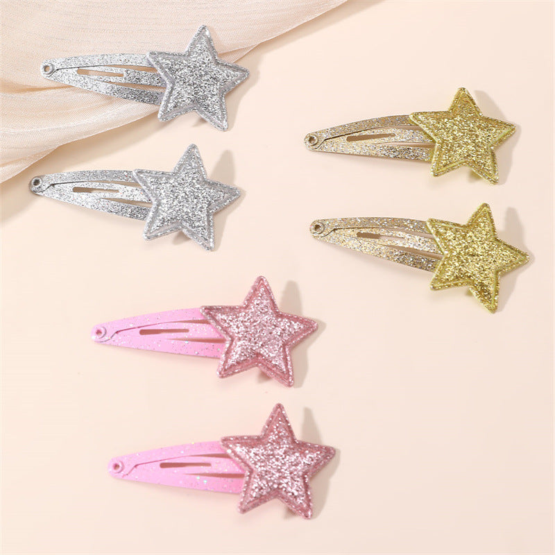 Natural Style Bow-Shaped Hair Clip Set for Girls with Polyester Material and Ruffled Mesh Detail