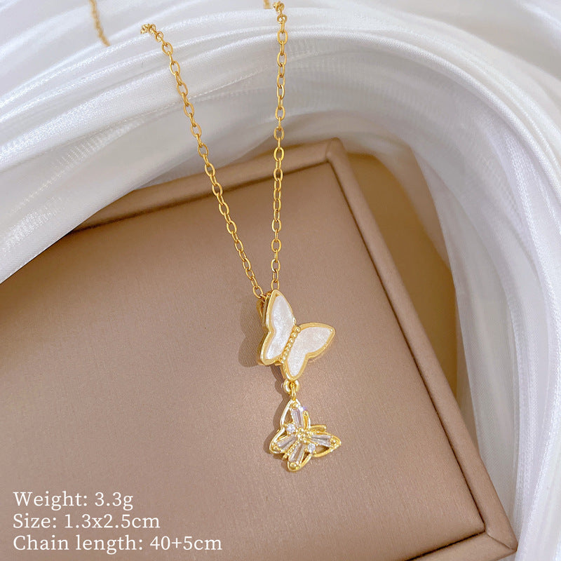 Geometric Style Titanium Steel Necklace with Copper Pendant Plated in Real Gold for Women and Men