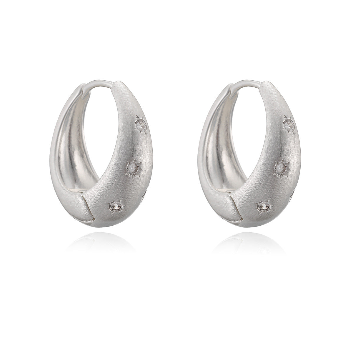 Vintage Elegant Geometric Brushed Brass Gold Plated Cubic Zirconia Earrings for Women