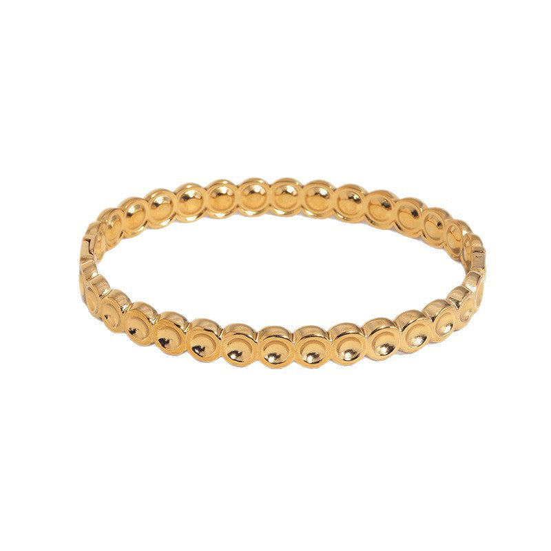 Minimalist Elegant Gold Plated Round Geometric Stainless Steel Bracelet for Women