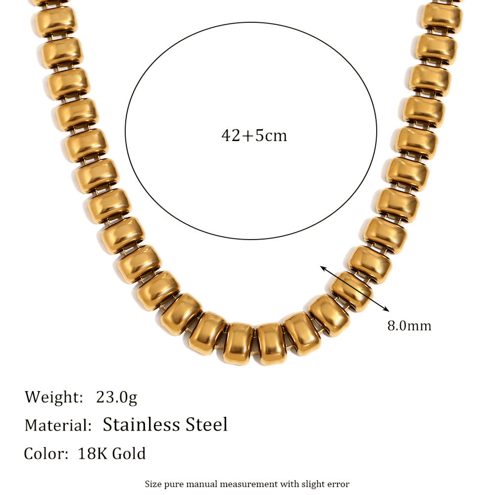 Minimalist Geometric Stainless Steel Plated 18K Gold Adjustable Beaded Bracelet for Women