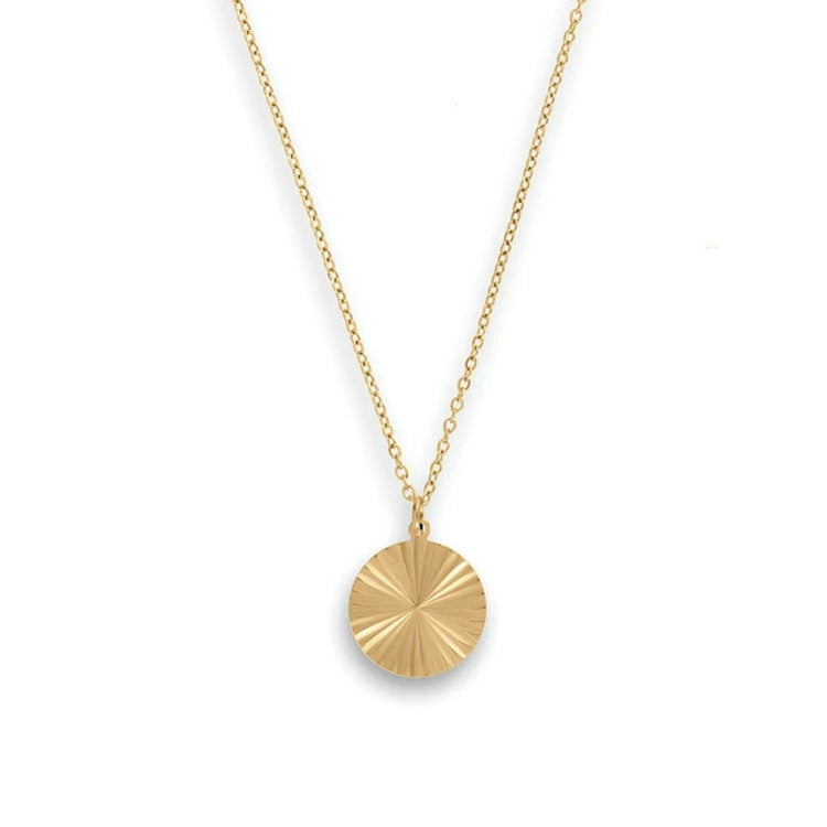 Trendy Geometric Round Pendant Necklace 18K Gold Plated Stainless Steel Beaded Chain for Women