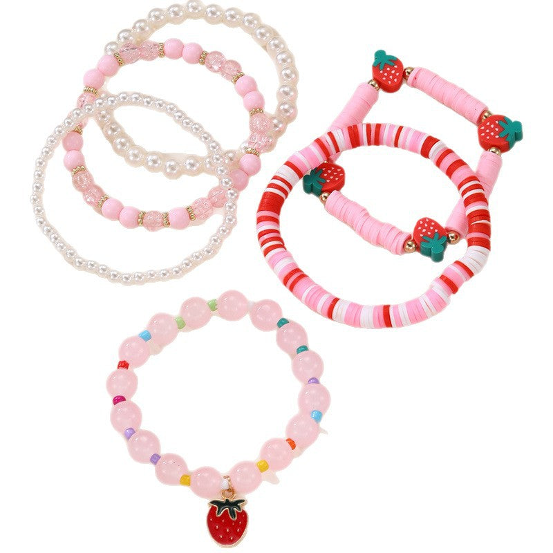 Bracciale per bambine con ciondolo a fiocco, perline acriliche e design a forma di stella
