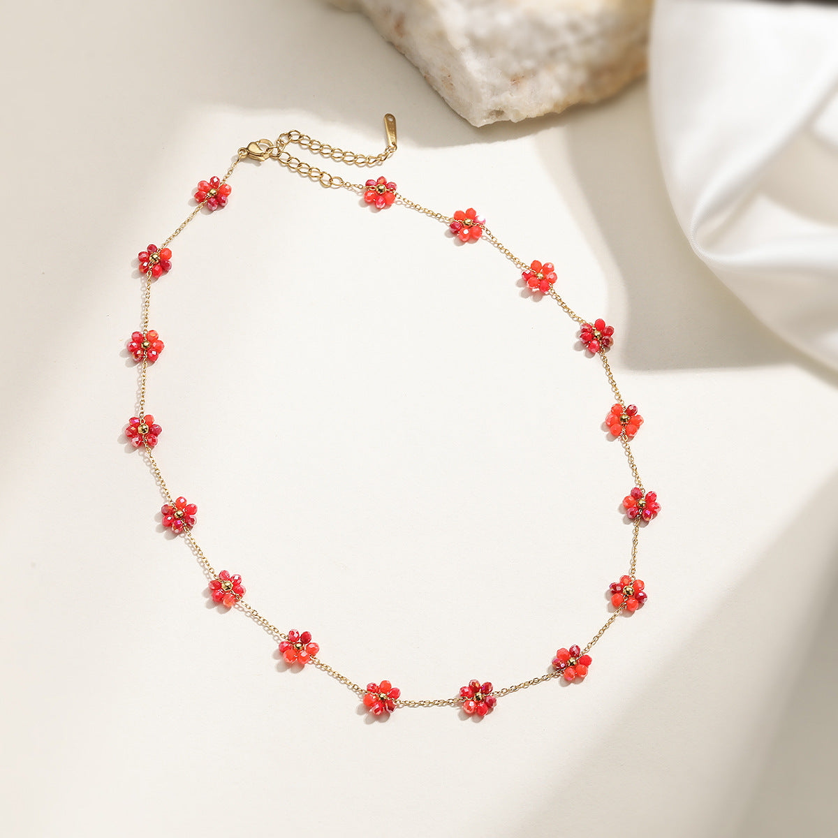 Minimalist Geometric Floral Stainless Steel Necklace for Women