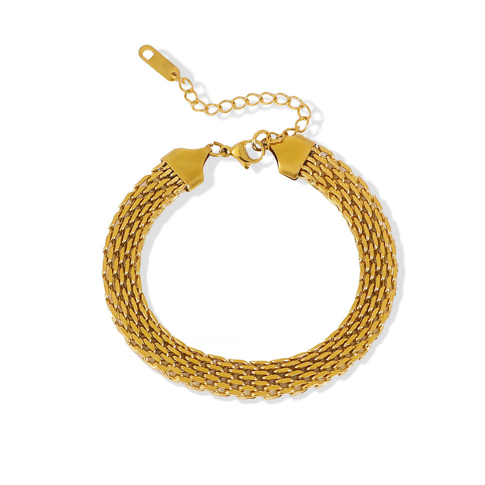 INS Style Geometric and Letter-Shaped Titanium Steel Stainless Steel Bracelet with 18K Gold Plating for Couples
