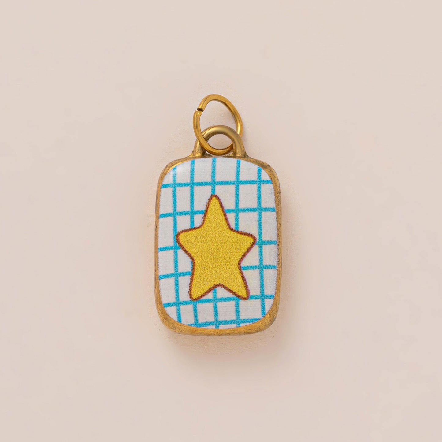 Vintage 18K Gold Plated Stainless Steel Irregular Canned Fish Charm Bar for Women