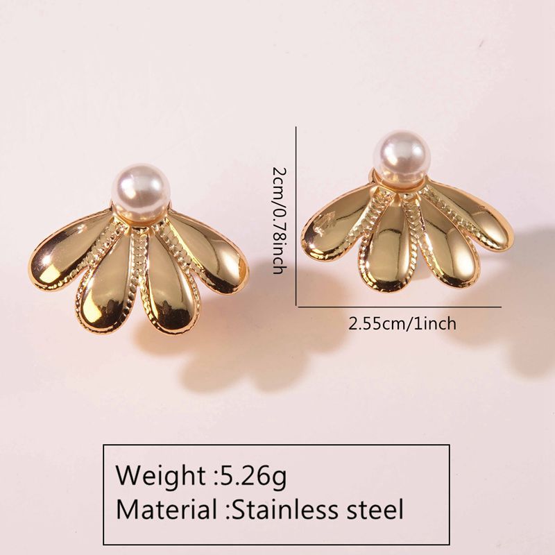 Elegant Gold Plated Stainless Steel Leaf Earrings for Women