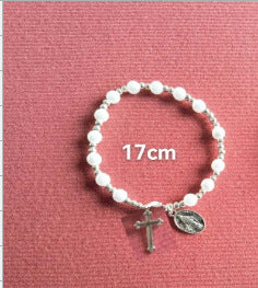Unisex Geometric Cross Bracelet with Imitation Pearl Inlay Alloy Stainless Steel Accessories