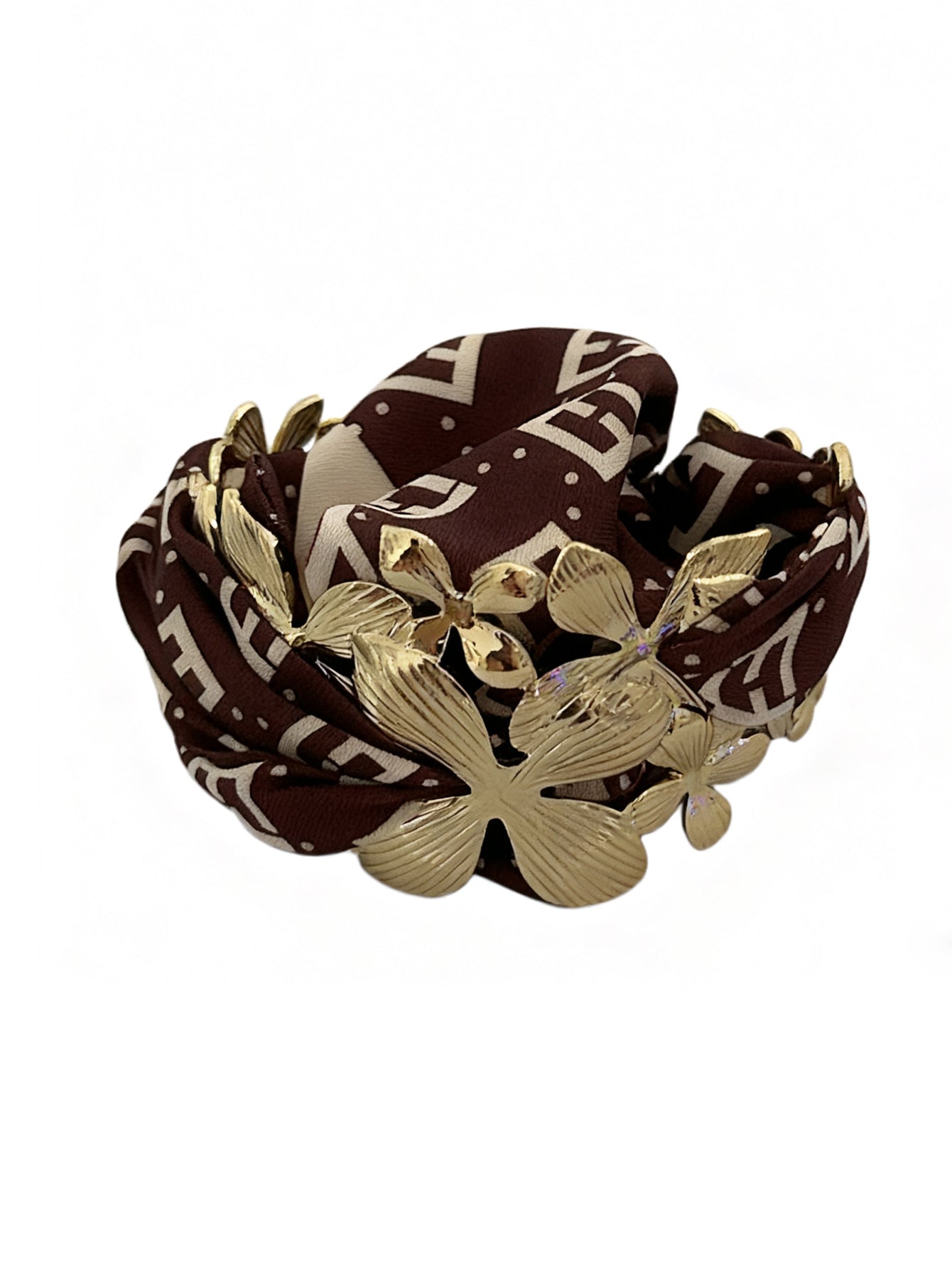 Vintage Gold Plated Floral Heart Irregular Stainless Steel Bracelet for Women