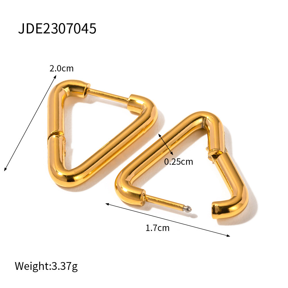 INS Style Heart-Shaped Titanium Steel Earrings with 18K Gold Plating for Women