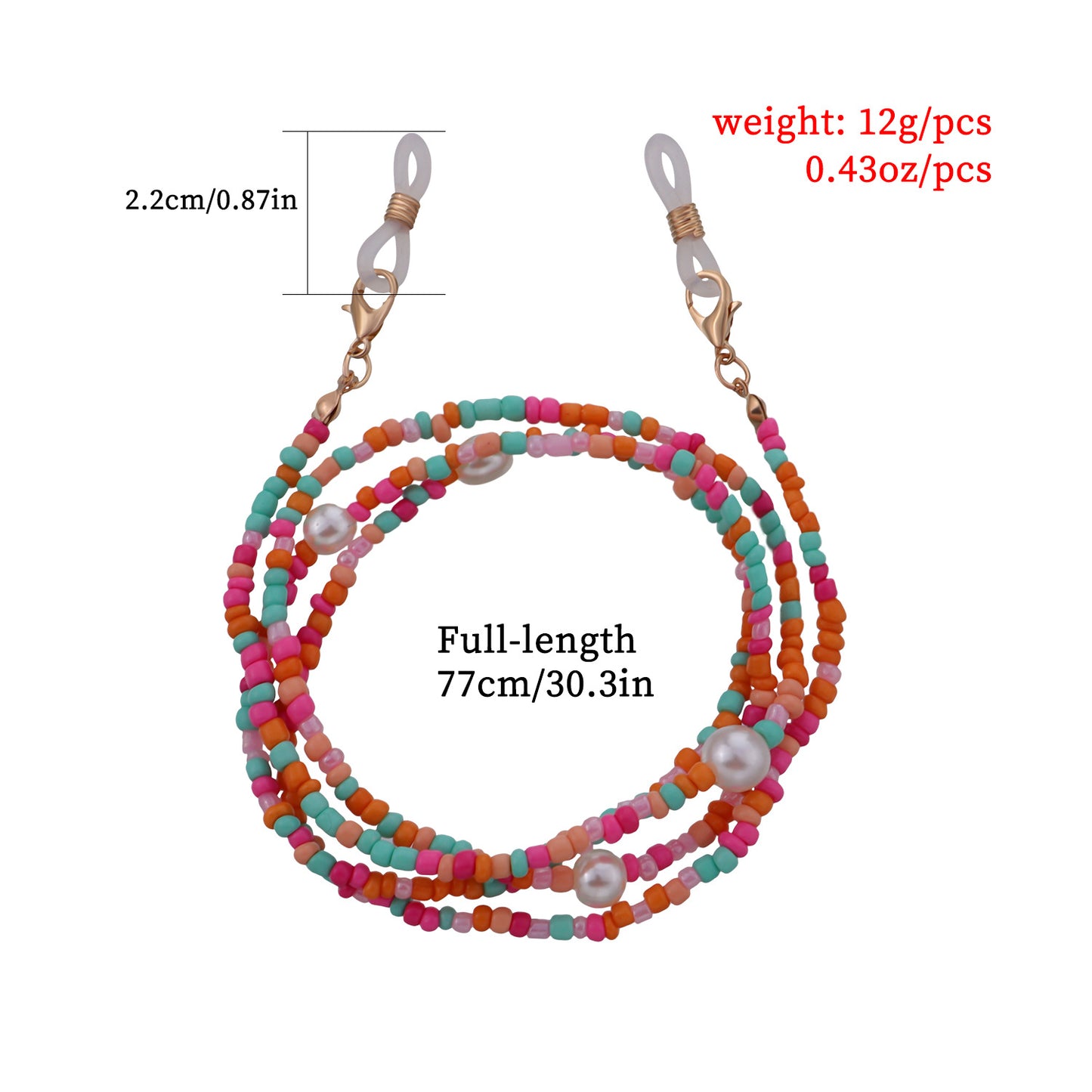 Trendy Colorful Pearl Beaded Alloy Eyeglass Chain for Women