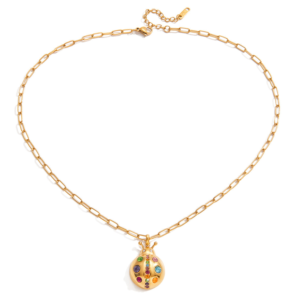 Minimalist Geometric Ladybug Stainless Steel PVD Necklace for Women